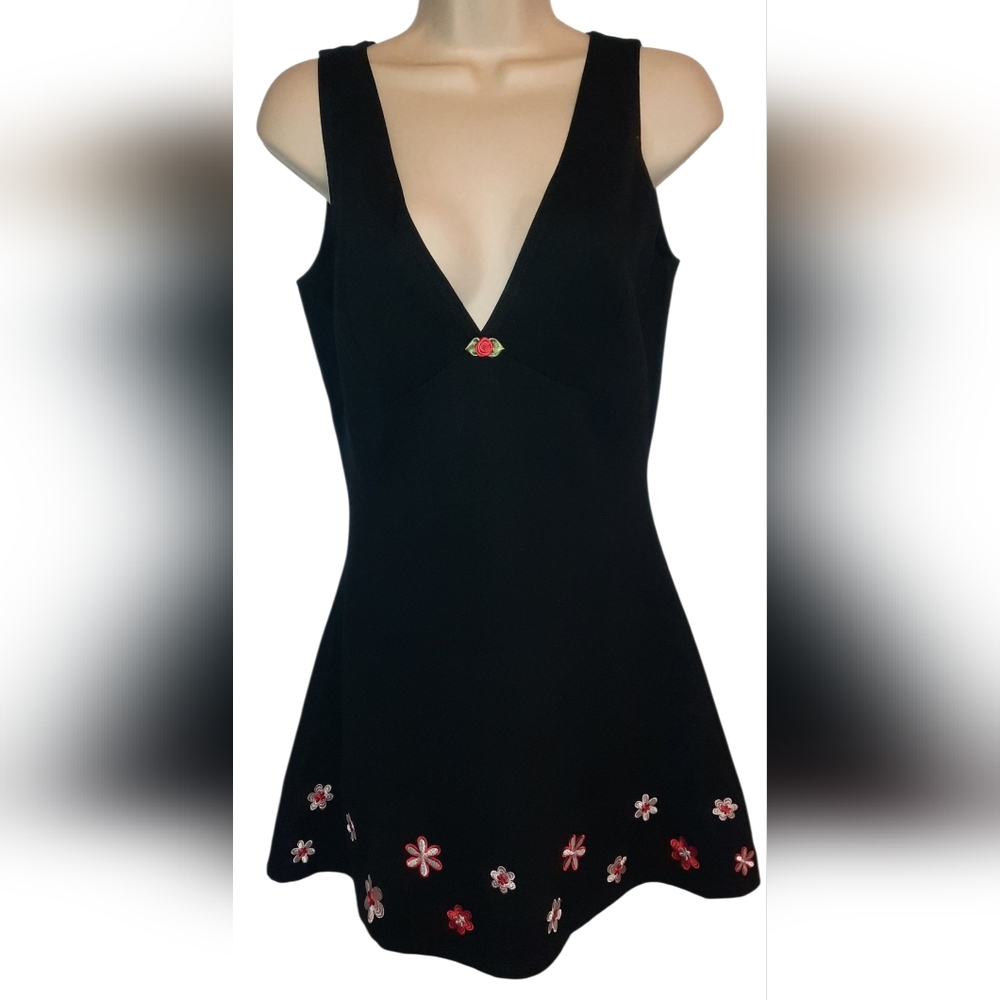 dELiA*s Black Mini Dress with Pink & Red Floral Accents